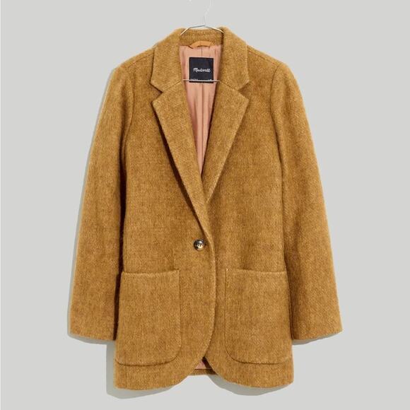 Madewell Plus Bouclé Larsen Wool Alpaca Blend Blazer In Toffee Melange - Picture 3 of 9